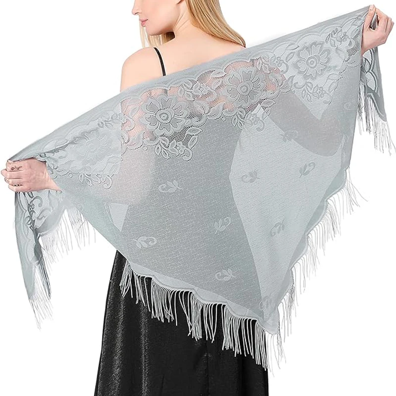 Čipka kvetinové trojuholník Shawl nevesty družičky svadobné šaty Fringe šaty banket tancujú všetko