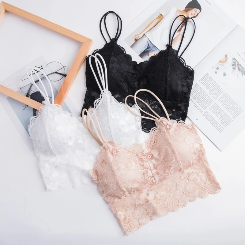 Čipka sexy spodná bielizeň bezdrôtové podprsenky pre ženy Polded Push Up Bralette Žena Brassiere Beauty Back Underwear vesta Soft