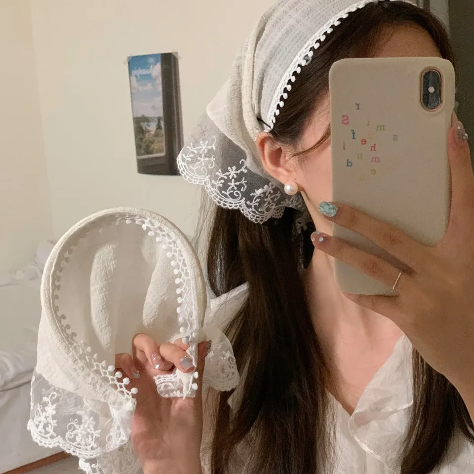 Čipka trojuholníkového šálky čelenky štvorky štvorcový vlasový pásik Sladké jemné turbanové kúzla bandáž bandana pre ženy doplnky