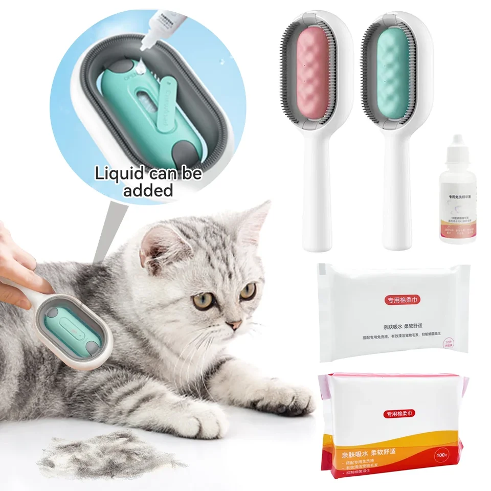 Čistenie mačiek Plávajúce chĺpkové odstraňovanie hrebeň s jednorazovým utierkami Pet Pet Grooming Accessory for Cats Gotas Mascotas Dog Brush