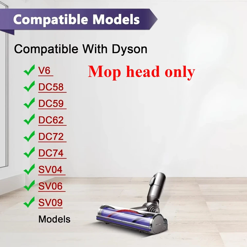 Čistič motorového hlavy pre rýchle uvoľnenie pre Dyson V6 DC58 DC59 DC61 DC62 DC72 DC74 Vákuové modely Čistiace hlava pre koberec z tvrdého dreva