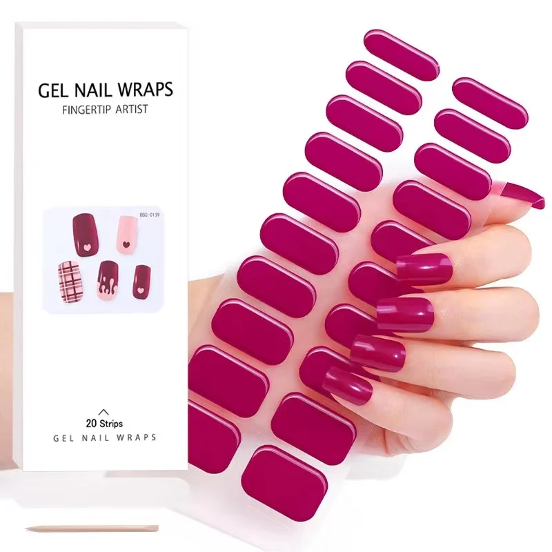 Čistá farba polotvrdená gélová gélová klinca 20tipy UV/LED pekáč lampa gél lak na nechty leštiace zábaly Glitter Full Cover Gélová nálepka manikúru