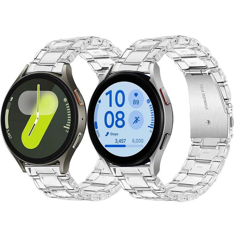 Čistá živicová remienok pre Samsung Galaxy Watch Fe Smart Watch Band pre Samsung Galaxy Watch 7 6 5 4 40 mm 44 mm náramok Correas Reloj