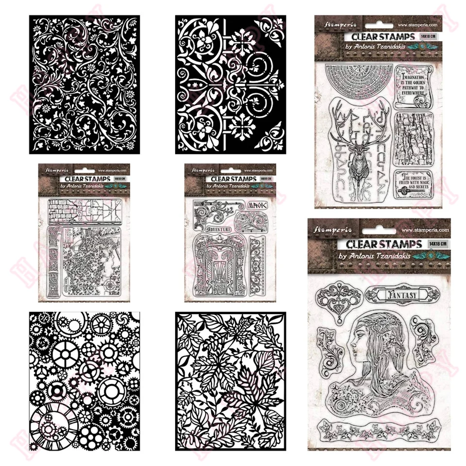 Čisté pečiatky šablóny Magické lesné tehly Deer Adventure Adventure Listy Scrapbook Denník Dekorácie Embosing šablóna DIY ručné vyrobené