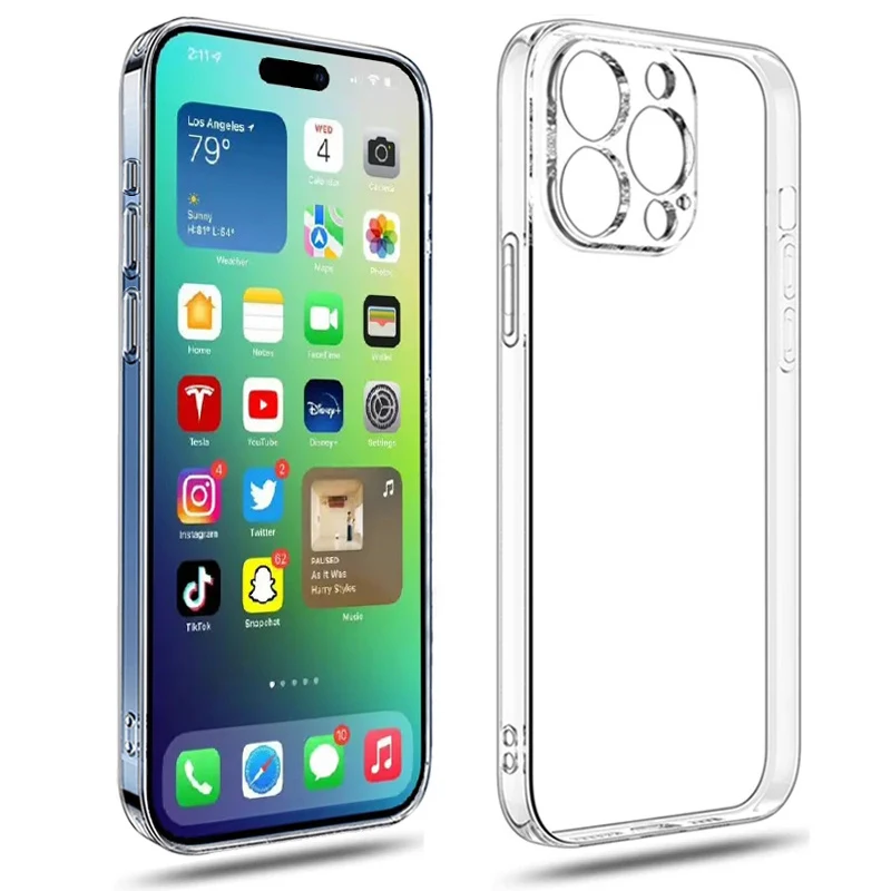 Čisté puzdro na telefón pre iPhone 15 14 12 11 13 13 Pro Max Silikone Silicon Soft Cover na iPhone 13 Mini x x MAX 8 7 14 Plus SE Zadný kryt