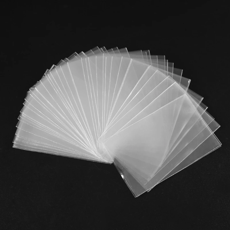 Čisté rukávy kariet 66 x 91 mm pre obchodné karty TCG a stolové hry so štandardnou veľkosťou kariet bez kyselín, 100ks/set