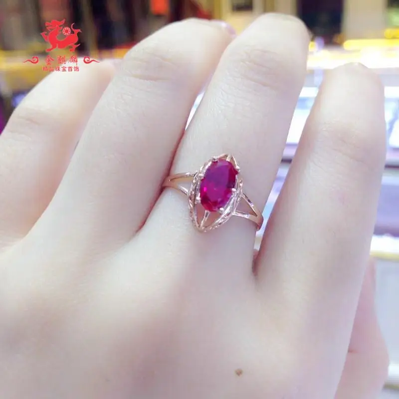 Čisté ruské fialové zlato Diamond Hollow New Ring Európske ružové zlato nové 14k farebné zlato