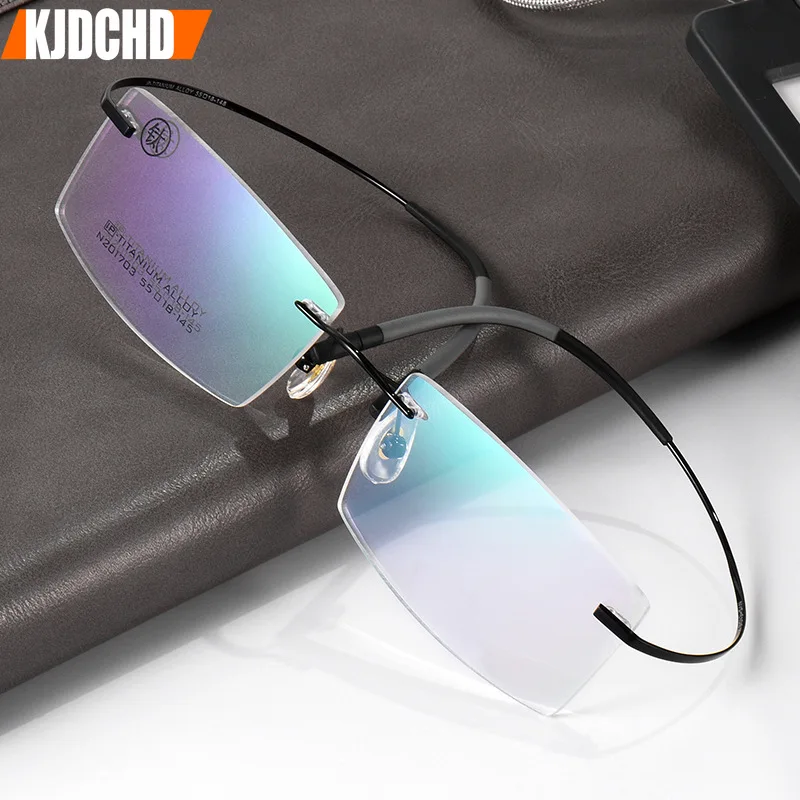 Čisté titánové okuliare veľké veľkosti Man Fashion Ultra Light Business Myopia Hyperopia Rám Vlastné optické okuliare na predpis