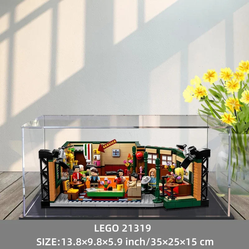 Čistý akrylový displej pre LEGO 21319 Priatelia Central Perk Collectibles, Zostavte krabicu odolný voči prachu (13,8 x 9,8 x 5,9 palca)