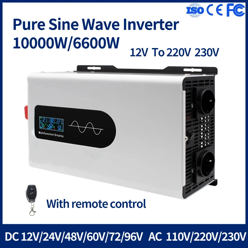 Čistý invertor sínusovej vlny 10 kW 10000W DC 12V 24V 48V až AC 220V 230V 50Hz Continuous Power 5000W Vhodný pre domov a RV