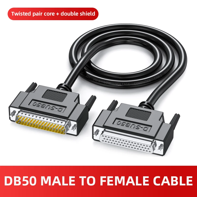 Čistý meď DB50 Samec k ženskému spojovaciemu drôtu 3 rady 50 PIN Dátový kábel Servo 50pin Shielded Cable DB DB 50 PIN LINE