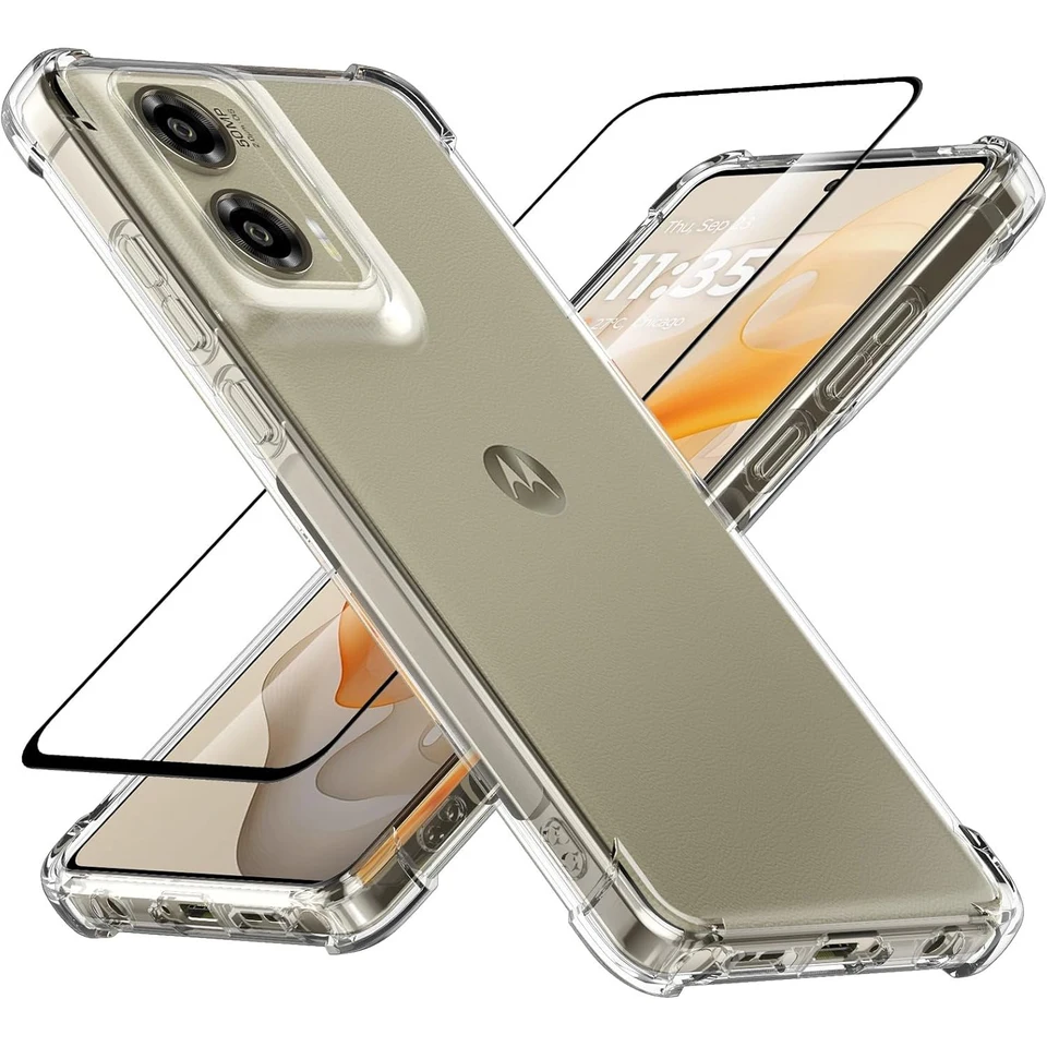 Čistý protišmyk odolný proti nárazu odolným flexibilným krytom puzdra TPU pre Moto G Stylus 2024 5G s ochrancom temperovanej sklenenej obrazovky