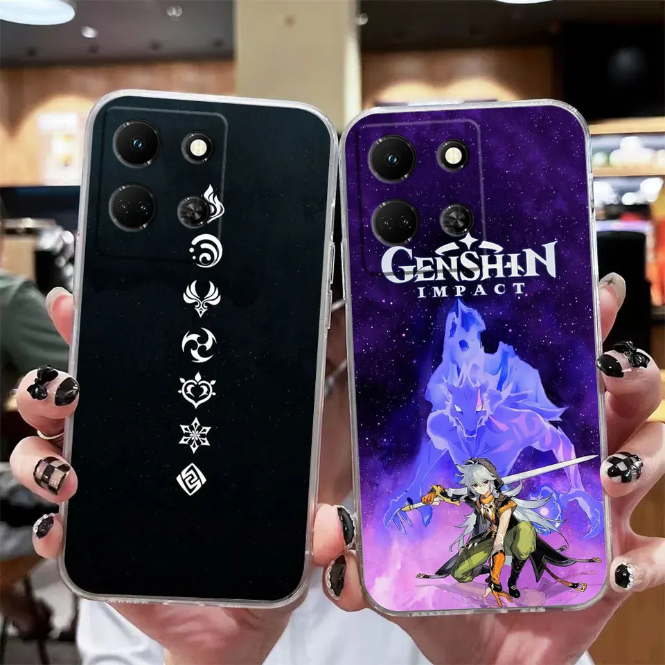 Čistý telefónny prípad pre Infinix Poznámka 10 11 12 30 30i Smart 4 5 6 7 Zero Camon 19 20 Pro Case Funda Shell Hot Game Genshin Impact