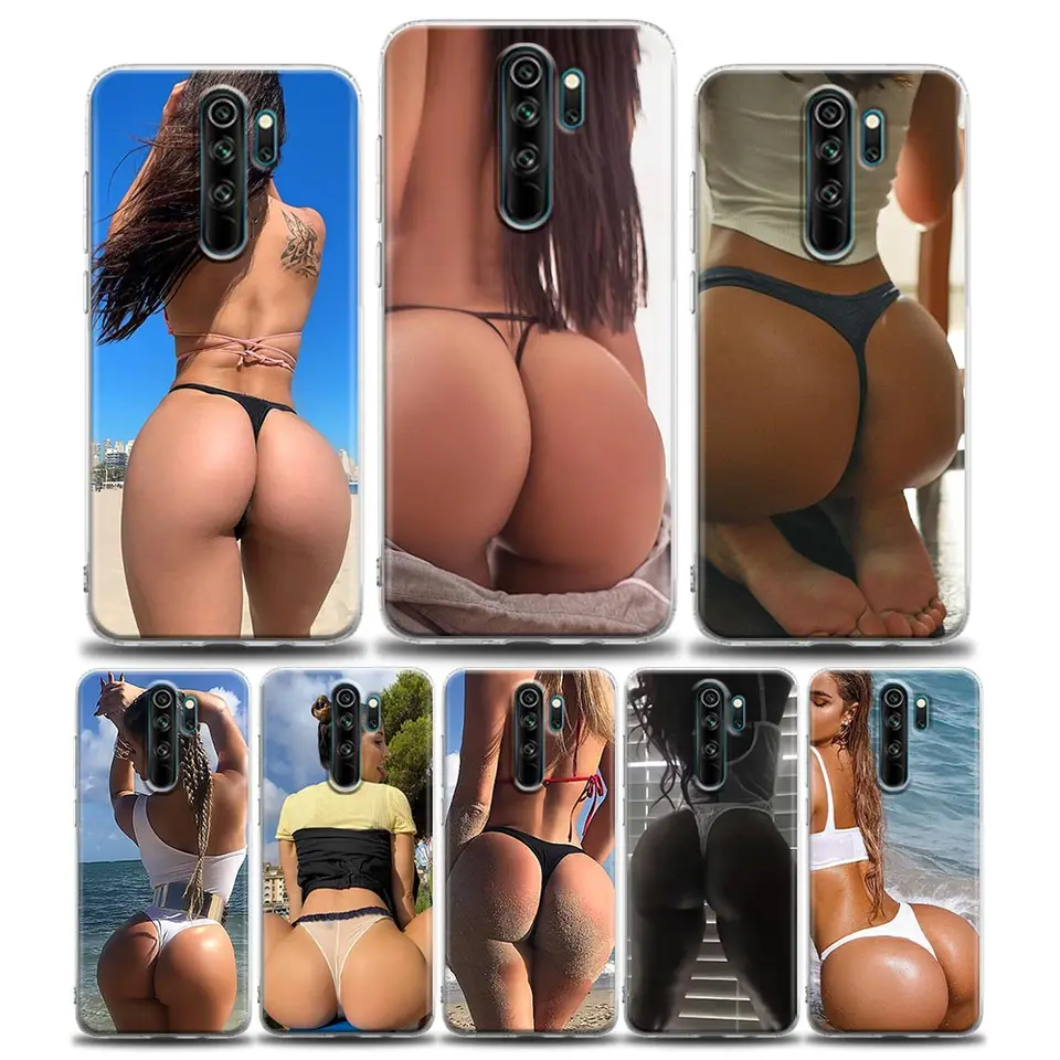 Čistý telefónny prípad pre Redmi 10c Poznámka 7 8 12 9 9S 10S 11S 11T Pro 5G 4G Plus TPU Cover Cover Beach Bikini Girl s horúcim zadkom
