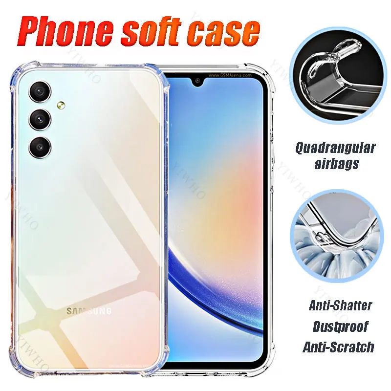 Čistý telefónny prípad pre Samsung Galaxy A34 TPU TPU TRUSPArent pokrýva škrupinu pre Sumsung A 34 6,6 