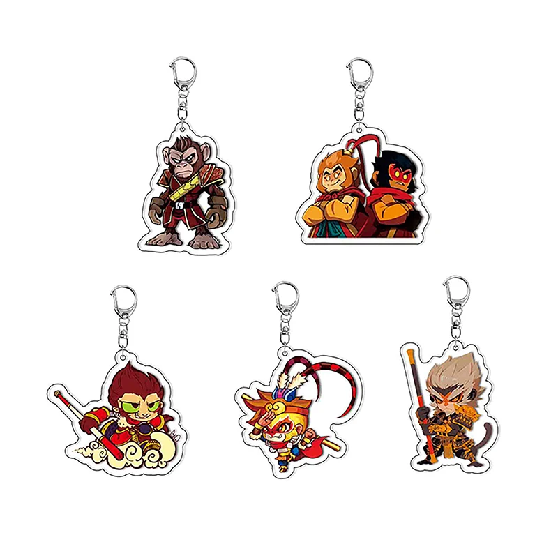 Čínska akčná hra Čierny mýtus Wukong Keychain Key Ring Ring For Bag Monkey King Sun Keyring Jewelry Gamer Fans Gaming Gift