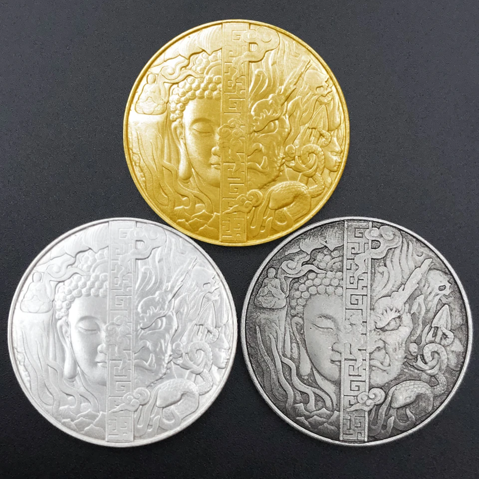 Čínska jedna myšlienka na Budhu a démonov Feng Shui Lucky Gold/Silver/Antique Coin Loong absorbuje amulet na pamätnú medailu vody