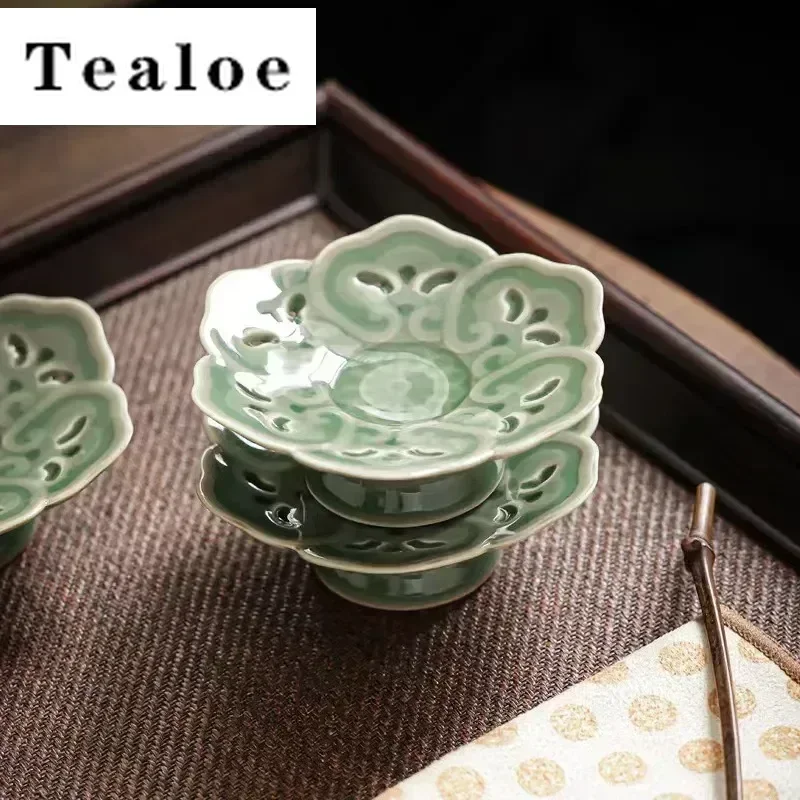 Čínska retro keramická a Celadonova tanier Coaster Yue pec Celadon Cup Surfer Tea Mat Kung Fu Tea Obrad Coasters Coasters