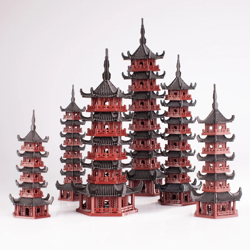 Čínska staroveký model budovy Pagoda, krajinné ozdoby, rockery rybí nádrž, mikro krajina, bonsai materiály