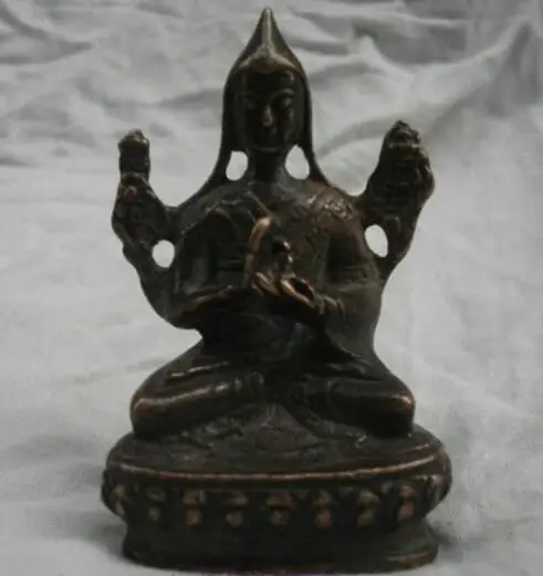 Čínska stará bronzová socha Buddha Socha Buddha malá meďná socha Tsongkhapa