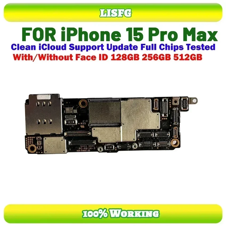 Čínska verzia hlavná doska čistá iCloud pre iPhone 15 Pro Max Plnowork Work Workova základná doska aktualizácia logickej dosky logiky