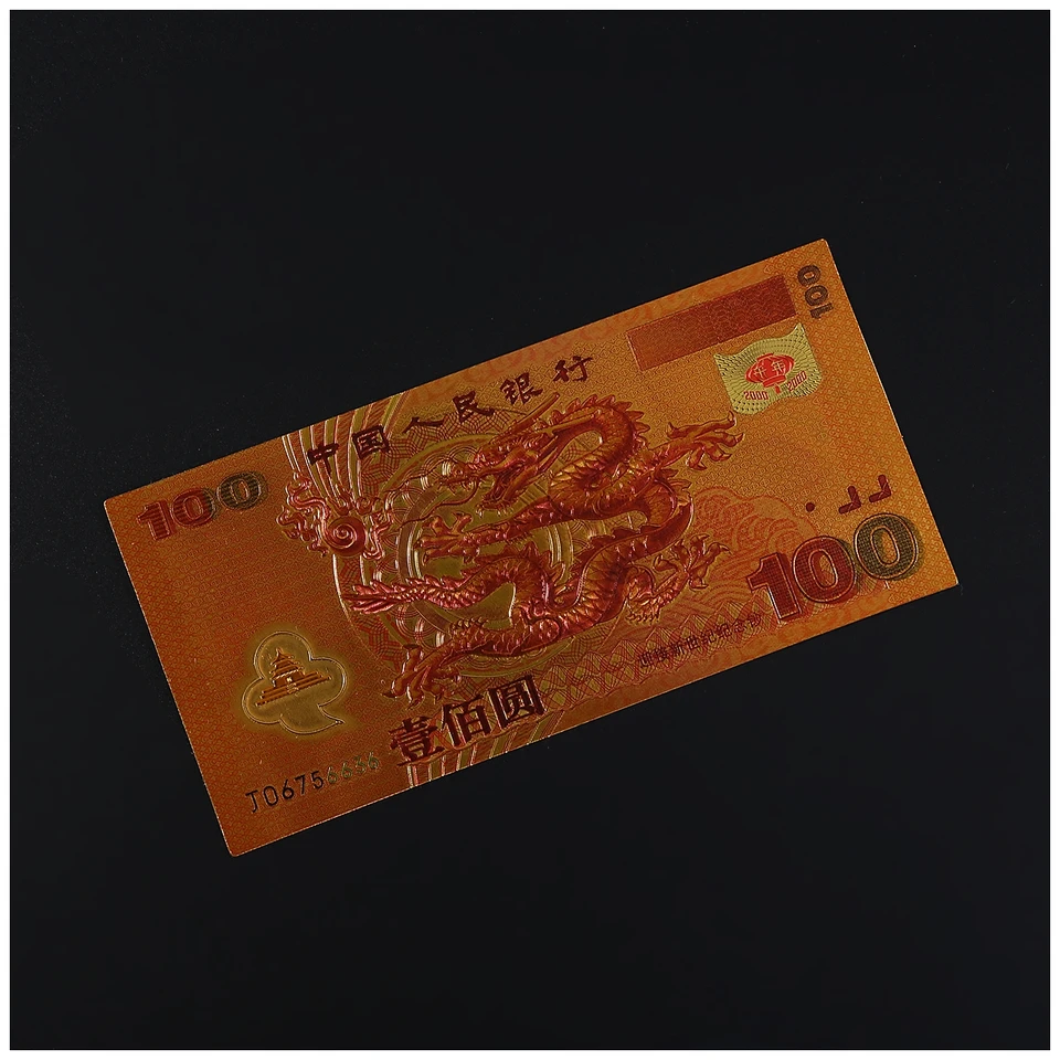 Čínske bankovky žltého draka Gold Banknotes sto quintillion dolárov Pamätný kupón Čínska republika