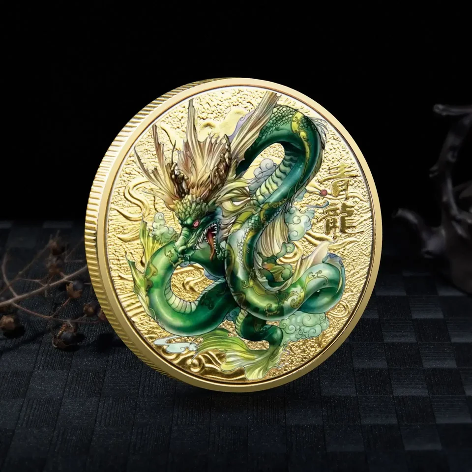 Čínske mýtické zvieratá Coins Collectibles Dragon Coin Tiger Suzaku Zodiac Tai Chi Pamätná medaila Luck Luck
