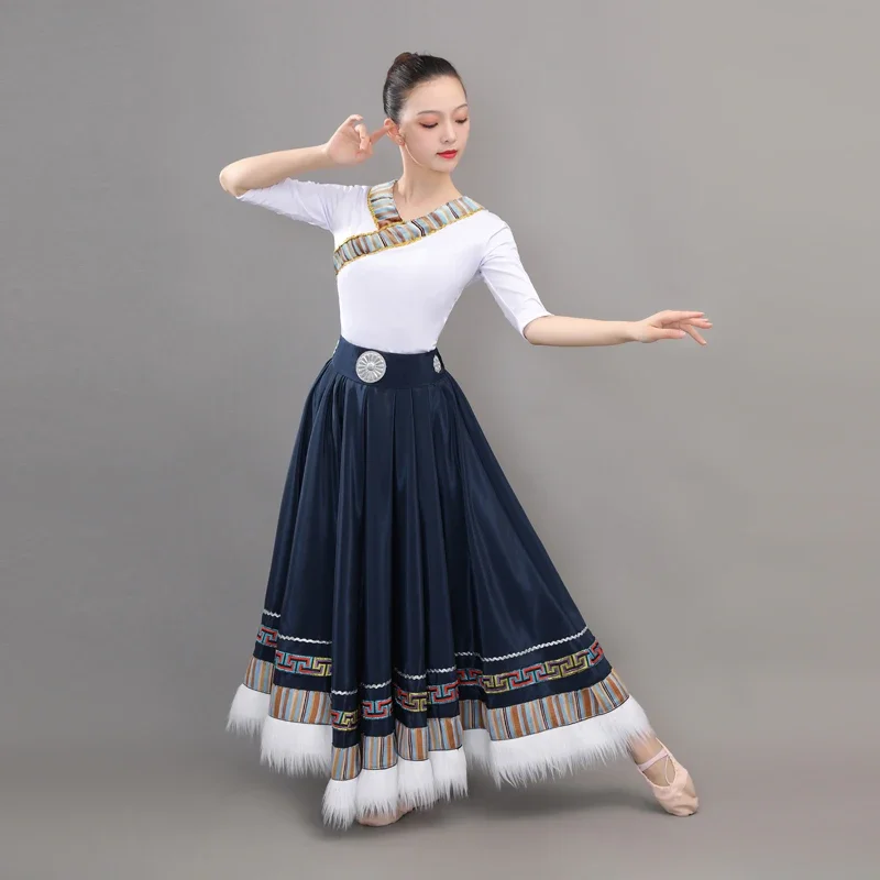 Čínske tradičné tibetské tanečné kostýmy pre ženy Etnické menšinové tanečné oblečenie Mongolské národné folklórne tanečné šaty