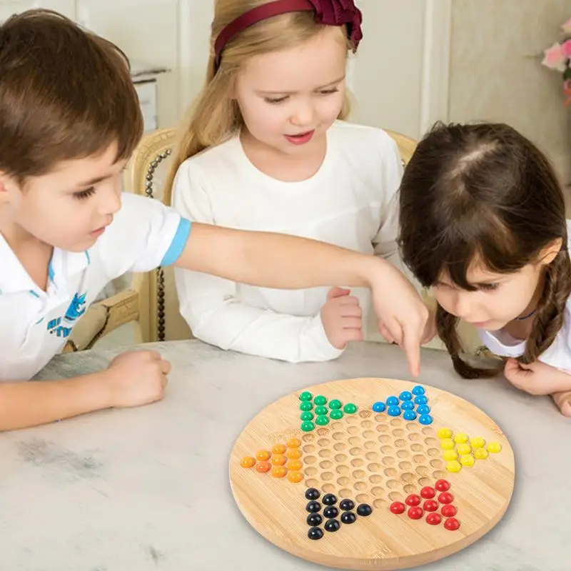 Čínske šachovnice Game Set Wood sklenené korálky Čínske šachovnice Plate Glass Glass Mramor Diskulárne hry pre priateľov rodinu
