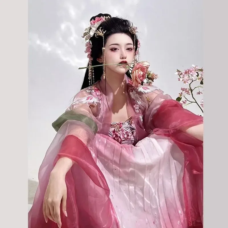 Čínske šaty Hanfu Ženy Starodávne tradičné tradičné hanfu ženské halloweenské kostýmy Gradient Pink Hanfu Dress Dress RX4629