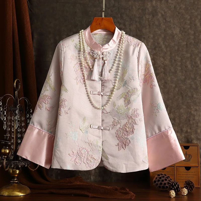 Čínsky jarný festival oblečenie Pink Lady Suit Coat