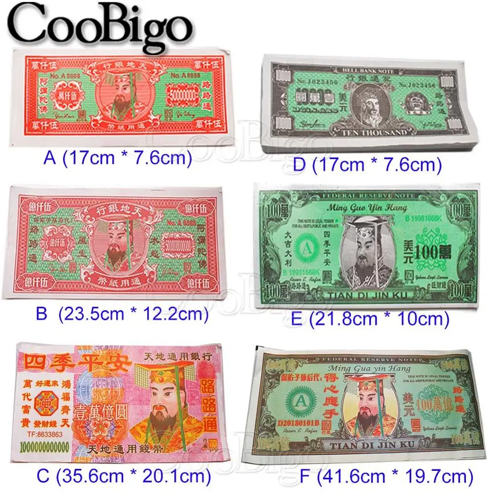 Čínsky Joss Paper Ghost Money pekelné banky banky pre predkov Spirit
