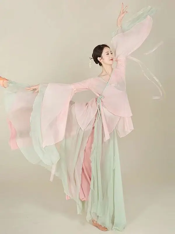 Čínsky klasický tanec Folk prax oblečenie Tradičné národné Yangko Hanfu oblečenie Elegantné ženské moderné tanečné kostýmy