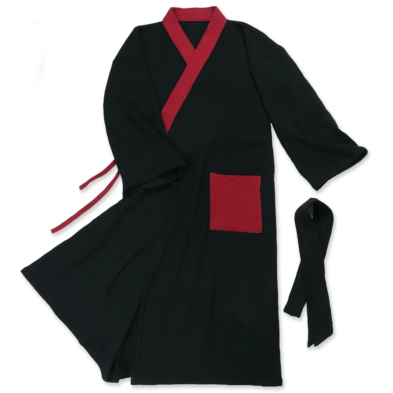 Čínsky tradičný retro štýl bavlnené pyžamy mäkké voľné župan Kimono Pleat Hanfu Sleep Lounge Monk Wear Chanese Tao Rúch