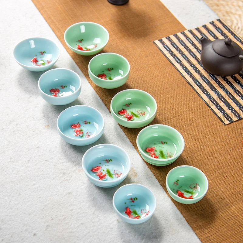 Čínsky čajový pohár Porcelán Celadon Fish CooCup Set Teapot Drinkware Ceramic China Kung Fu Tea Set Ceramic Cup Chinese Darček