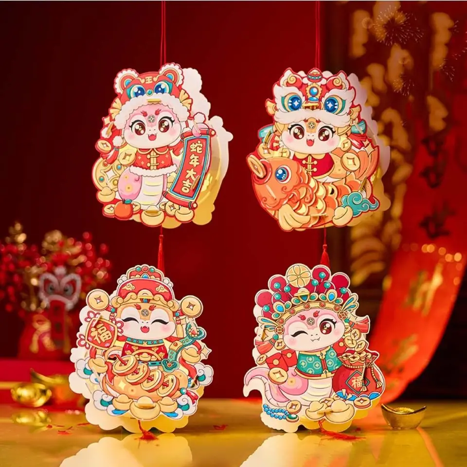 Čínsky štýl 2025 Snake Year Prenosná lucerna Tradičný papier Nový rok Luminous Lantern Ruckeld Cartoon