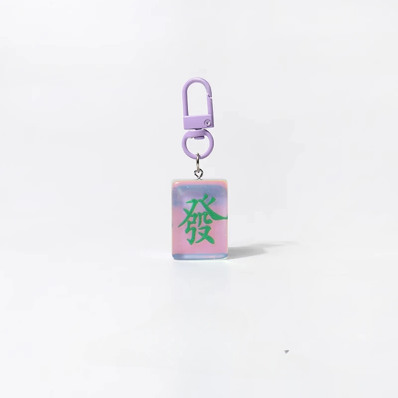 Čínsky štýl Mahjong Fun Keychain Resin Cute Bag Accessories