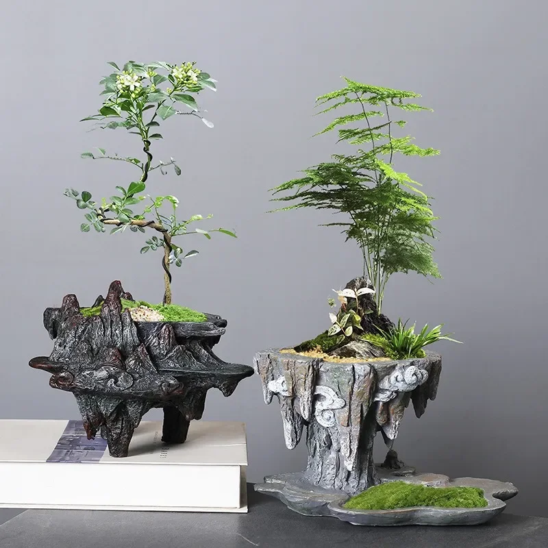 Čínsky štýl osobnosť retro kreatívna bambusová živica hrniec Indoor Sulengle June Snow Pot Flower Machine záhradné príslušenstvo hrnce
