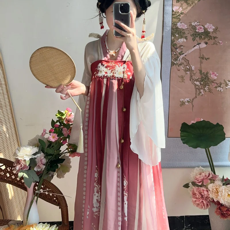 Čínsky štýl Tradičné šaty Hanfu Set Tang Dynasty dlhé šaty ľudový tanec kostým rozprávka Cosplay starodávna princezná scéna outfit