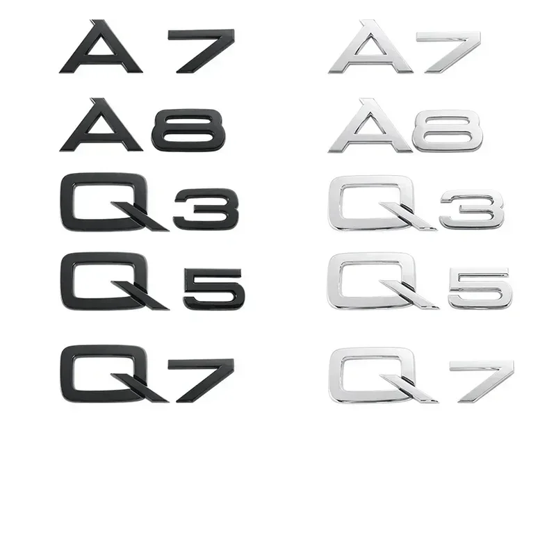 Čísla 3D listy Znak pre Audi Q3 Q7 Q8 Q5 Q4 A1 A2 A3 A7 A5 A5 A5