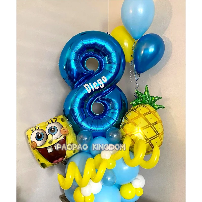 Číslo hliníka karikatúry SpongeBob Film Set sférické DIY narodeniny usporiadanie párty dekorácie Balóny kawaii anime cosplay