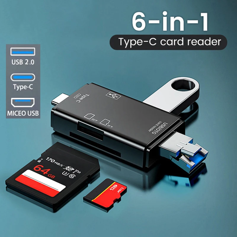 Čítačka kariet OTG SD TF 480MBPS vysokorýchlostný prenosový adaptér USB Flash Drive Adaptér Typ C USB 2.0