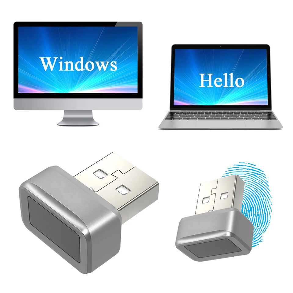 Čítačka kľúčov odtlačkov prstov USB FIDO U2F Biometrický skener odtlačkov prstov Windows Hello 360 ° Touch Biometric Mini Security Dongle