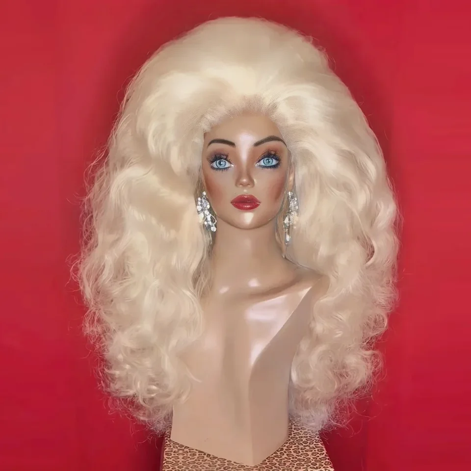 Ľadová kráľovná parochňa Parochňa predná parochňa/dvojité naskladané drag queen parochňu/kostým parochň