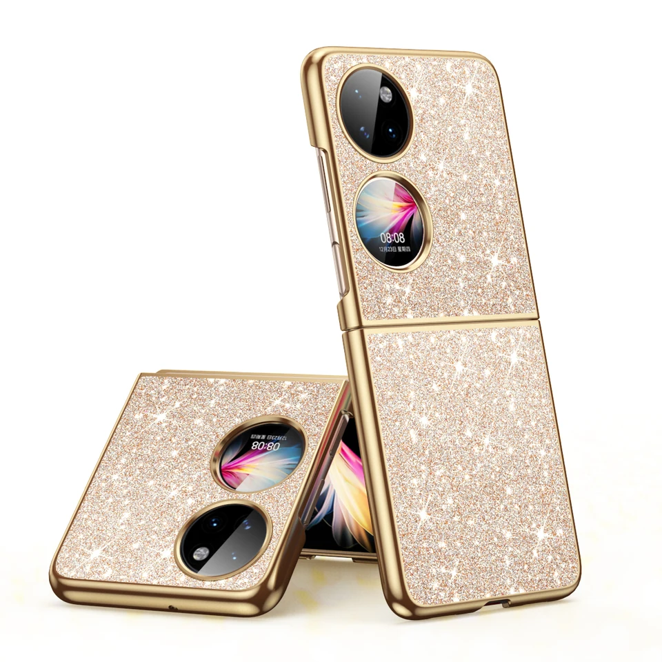 Ľahké luxusné elektroplaté trblietky skladacie puzdro pre huawei p50 vrecko proti šokom bling bling iskra ochranný kryt lesklého prípadu fonda