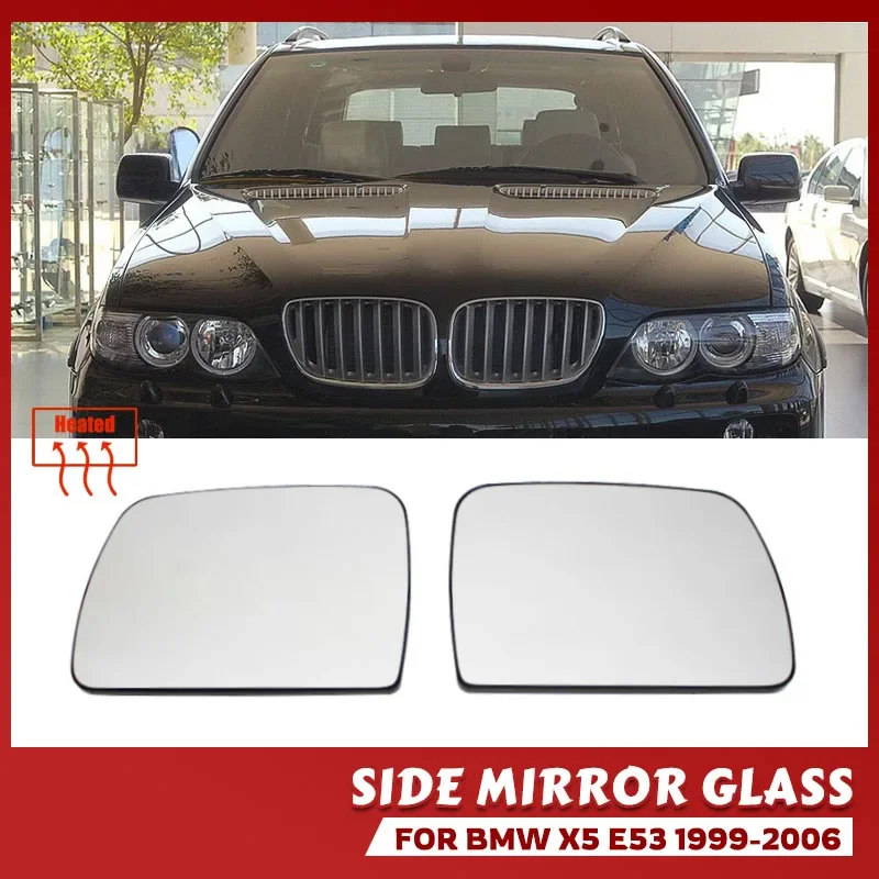 Ľavá a pravá strana biele vyhrievané krídlové zrkadlo so širokým uhlom spätného zrkadla pre BMW X5 E53 1999 2000 2001 2002 2003 2004 2005 2006