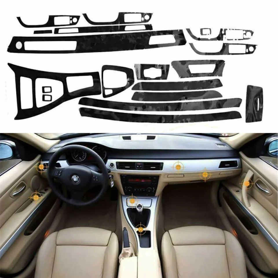 Ľavé/pravé prísady na prístrojovú dosku Dashboard Gloss Black Interior lesklý zábava obklad pre bmw 3 sériu (E90 E92 E93) 2005-2012