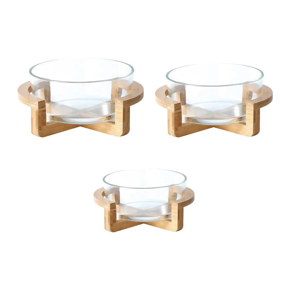 Šalát servírovanie misky servírujúce náradie s drevenými stánkami Cake Dessert Bowl Food Bowl pre ovocie