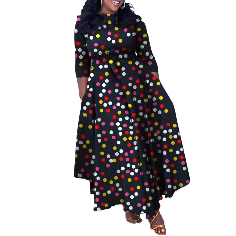 Šaty afrických večierkov pre ženy Dashiki Ankara Evengant Elegant 2024 Spring Fashion African 3/4 rukávy dlhé maxi šaty S-3xl