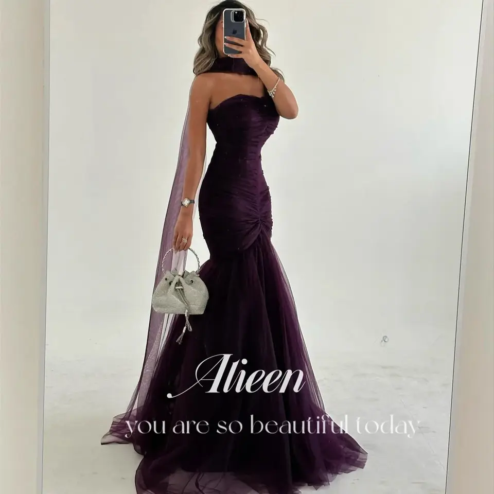 Šaty Aileen Purple Party pre svadobné šaty prispôsobené šaty šifónové šaty Žena Nové šaty pre zvláštne príležitosti فساتين سهرة